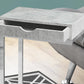 10.25" X 15.75" X 24.5" Grey Finish And Laminated Metal Accent Table