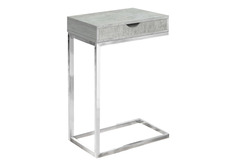 10.25" X 15.75" X 24.5" Brown Finish Drawer And Black Metal Accent Table