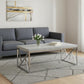 47" Gray And Silver Iron Coffee Table