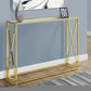 42" Clear And Gold Glass Frame Console Table