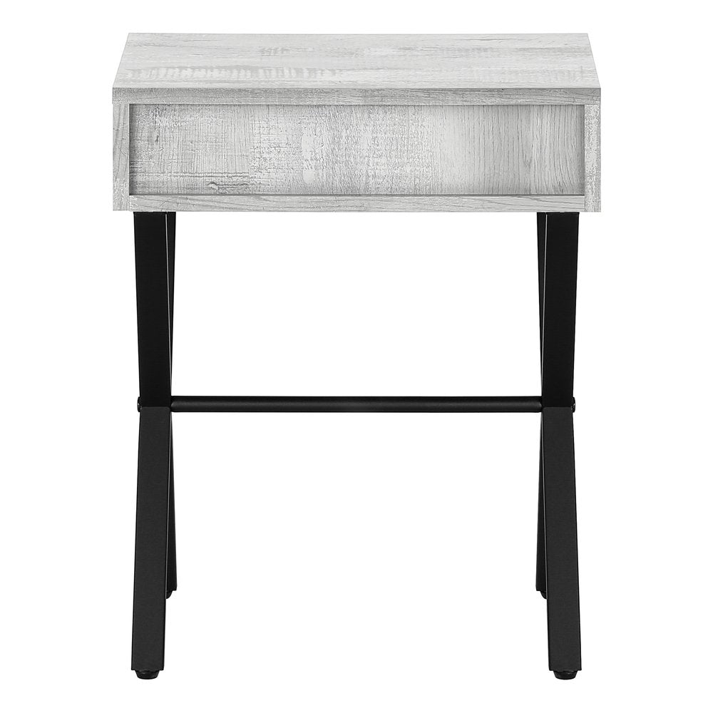 22" Black And Gray Wood And Metal End Table With Drawer