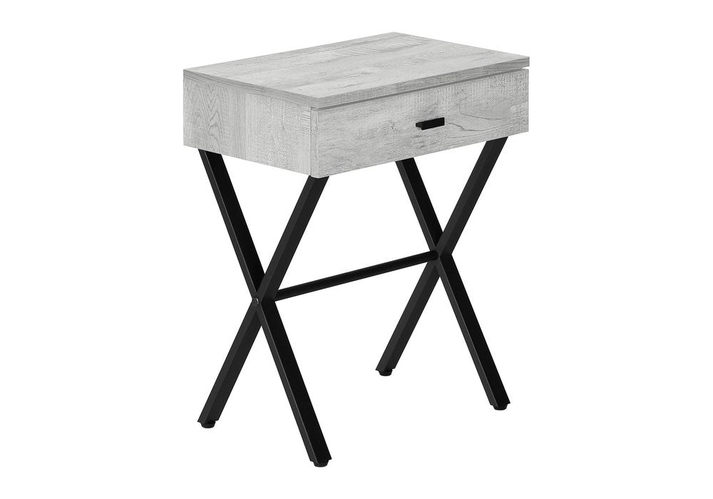22" Black And Gray Wood And Metal End Table With Drawer