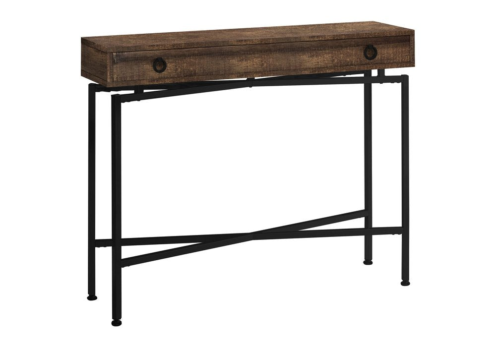 43" Brown And Black Cross Leg Console Table