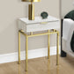 23" Gold And Beige Wood And Metal End Table With Drawer