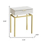 23" Gold And Beige Wood And Metal End Table With Drawer