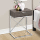 24" Silver And Gray Wood And Metal End Table With Drawer