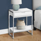 24" Silver And White Wood And Metal End Table With Drawer And Shelf