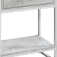 24" Silver And White Wood And Metal End Table With Drawer And Shelf