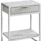 24" Silver And White Wood And Metal End Table With Drawer And Shelf
