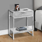 24" Silver And White Wood And Metal End Table With Drawer And Shelf
