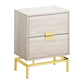 24" Gold And Beige End Table With Two Drawers