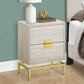 24" Gold And Beige End Table With Two Drawers