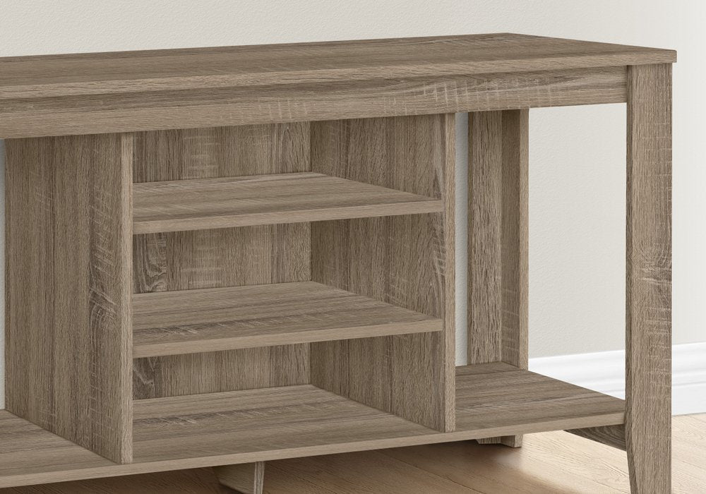 48" Taupe Wood Open Shelving TV Stand