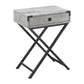 24" Black And Gray Wood And Metal End Table With Drawer