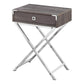 24" Black And Gray Wood And Metal End Table With Drawer