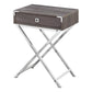24" Black And Gray Wood And Metal End Table With Drawer