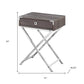 24" Black And Gray Wood And Metal End Table With Drawer