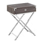 24" Black And Gray Wood And Metal End Table With Drawer