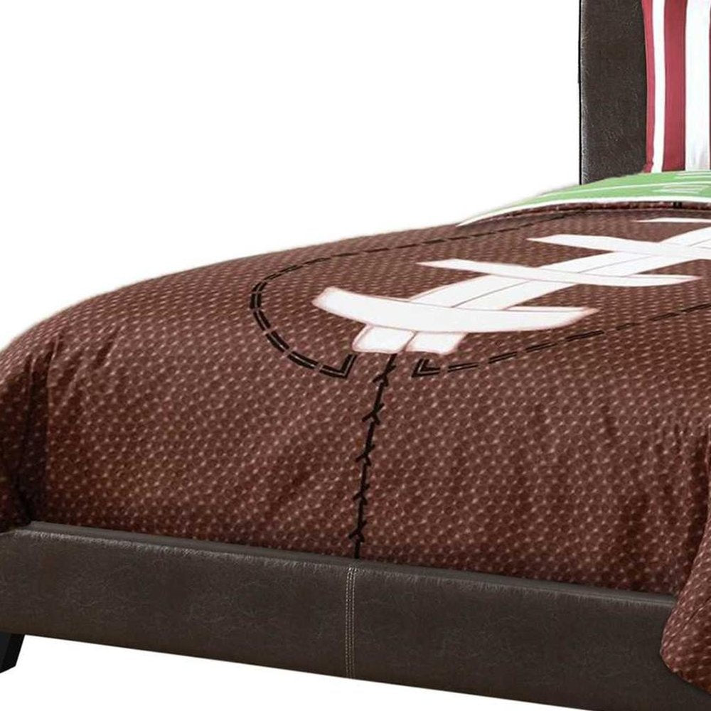 Brown Solid and Manufactured Wood Full Upholstered Faux Leather Bed Frame