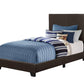 Brown Solid Wood Twin Upholstered Faux Leather Bed Frame