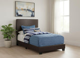 Brown Solid Wood Twin Upholstered Faux Leather Bed Frame