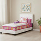 White Solid Wood Twin Upholstered Faux Leather Bed Frame