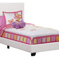White Solid Wood Twin Upholstered Faux Leather Bed Frame