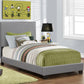 Solid Wood Twin Gray Upholstered Faux Leather Bed