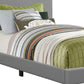 Solid Wood Twin Gray Upholstered Faux Leather Bed