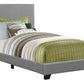Solid Wood Twin Gray Upholstered Faux Leather Bed
