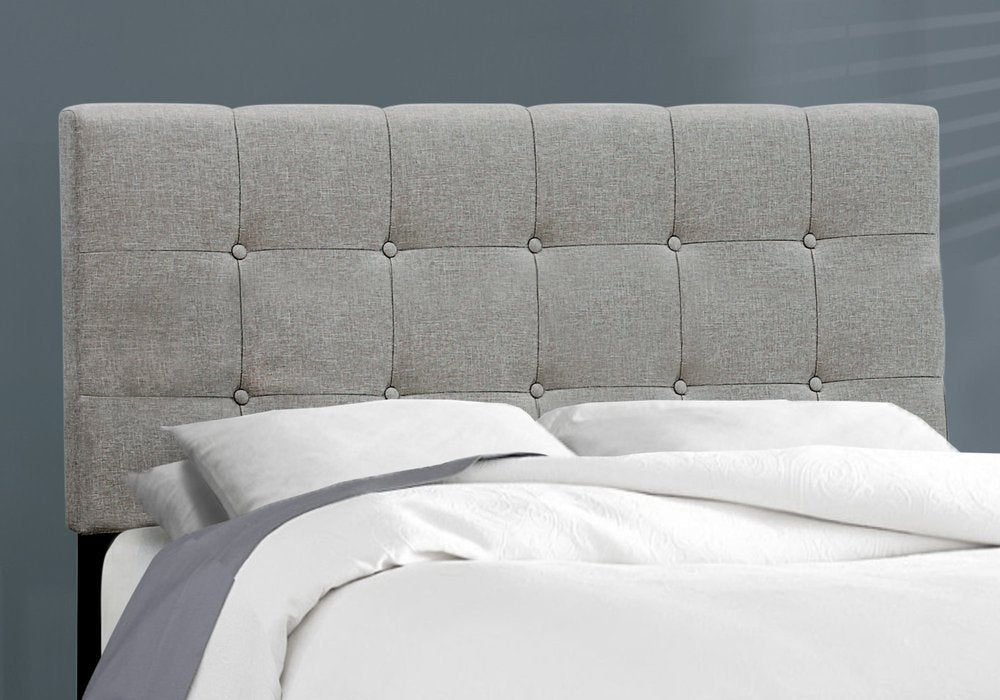 Gray Solid and Manufactured Wood Full Upholstered Linen Bed Frame
