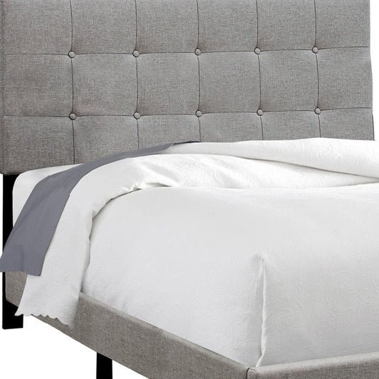 Gray Solid and Manufactured Wood Full Upholstered Linen Bed Frame