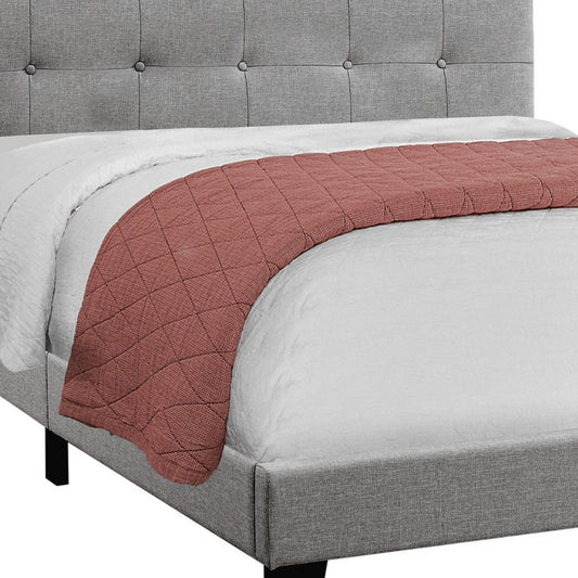 Gray Queen Tufted Upholstered Bed Frame