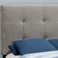 Beige Twin Tufted Upholstered Linen Bed Frame with Nailhead Trim