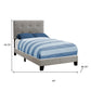 Beige Twin Tufted Upholstered Linen Bed Frame with Nailhead Trim