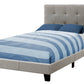 Gray Twin Tufted Upholstered Linen Bed Frame with Nailhead Trim