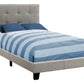 Gray Twin Tufted Upholstered Linen Bed Frame with Nailhead Trim