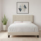Beige Full Tufted Upholstered Bed Frame