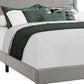 Gray Solid Wood Queen Upholstered Linen Bed Frame with Nailhead Trim