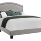 Gray Solid Wood Queen Upholstered Linen Bed Frame with Nailhead Trim