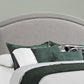Gray Solid Wood Queen Upholstered Linen Bed Frame with Nailhead Trim