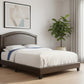 Gray Solid Wood Queen Upholstered Linen Bed Frame with Nailhead Trim