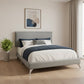 White Solid Wood Queen Upholstered Linen Bed Frame