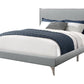 White Solid Wood Queen Upholstered Linen Bed Frame