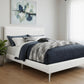 White Solid Wood Queen Upholstered Linen Bed Frame