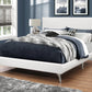 White Solid Wood Queen Upholstered Linen Bed Frame