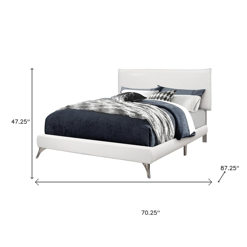 Gray Solid Wood Queen Upholstered Linen Bed Frame with Nailhead Trim
