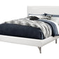White Solid Wood Queen Upholstered Linen Bed Frame