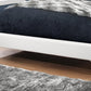 Gray Solid Wood Queen Upholstered Linen Bed Frame with Nailhead Trim