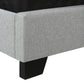 Light Gray and Gray Wood Tufted Upholstered Queen Bed Frame with Nailhead Trim